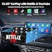 Volam 10.25'' Carplay Screen for car with Netflix YouTube and Backup Camera for iPhone Android Auto Upgraded Wireless AI Video Entertainment BOX Built-in Apps Voice Control GPS for iOS 10+ Android 11+