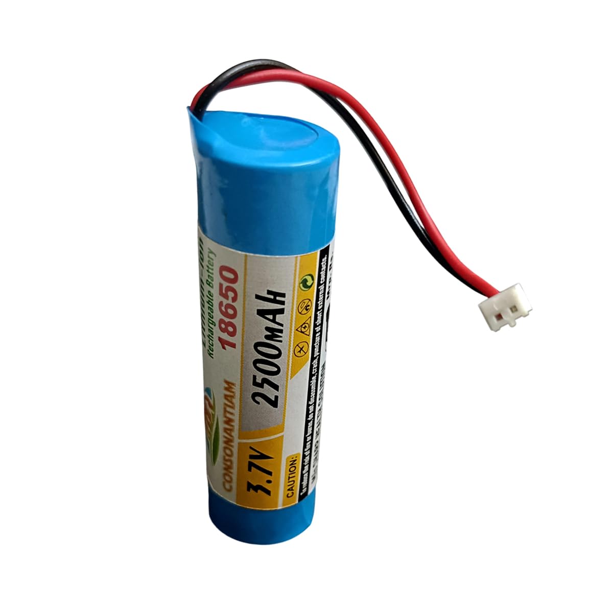 CONSONANTIAM 2500mah 18650 Li-ion Battery Pack for led Bulb DIY Projects Lithium Ion Battery Pack for Flashlights CCTV Camera GPS Device 3.7 Volt, 7.4, Volt, 12 Volt2500mah, (3.7-Volt-1-Cell-Pack)