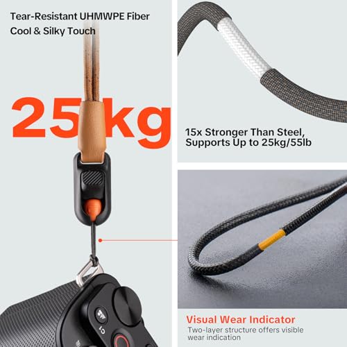 Image of PGYTECH Camera Wrist Strap Slim Vintage Style, Adjustable Quick Release Anti-Drop Leather Hand Strap Holds 55.1lb for Fujifilm /Sony /Canon Camera /Smartphone, Retro Camera Strap, Caramel Brown