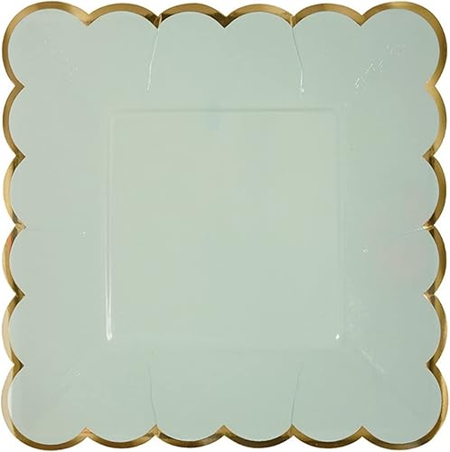 KIFRAL Dinner Plates. Paper plate straw cup party wedding decoration (Color Green)