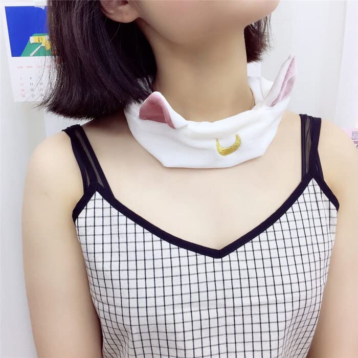 Miniatura 7 de Ziper Lindo gato Usagi Luna Cosmético Diadema de ducha Diadema (blanco)