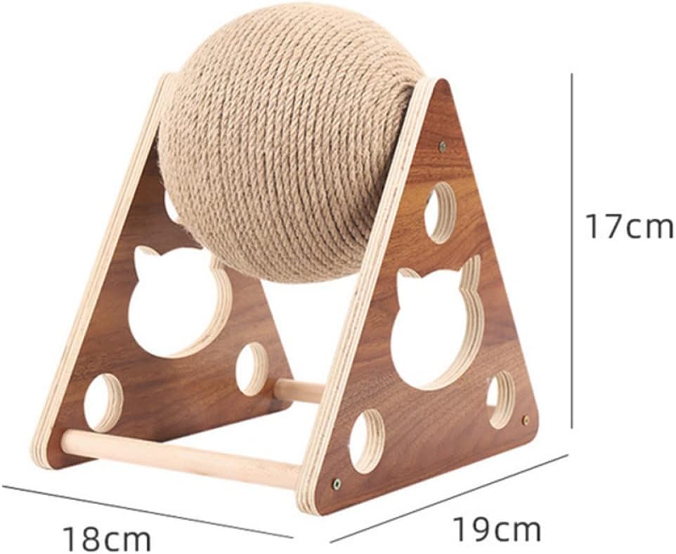 Wooden Cat Scratching Ball Durable Sisal Toy for Claw Grinding Stand for Cats Protects Furniture Plaything for Indoor Use