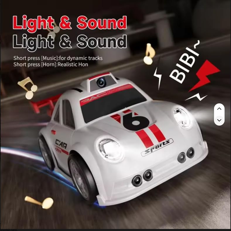 Image of Rc Camera car with Follow Mode car and Remote chargebel 2.4GHz FPV Remote Control Car with Camera for Kids, 2.4 inch Screen Controller, First Person View RC Drift Racing Colour (Black) (White)