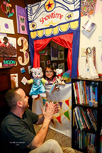 Doorway Puppet Theater with Adjustable Rod, Tie-Back Curtains - Over 6 feet Tall, 100% Cotton