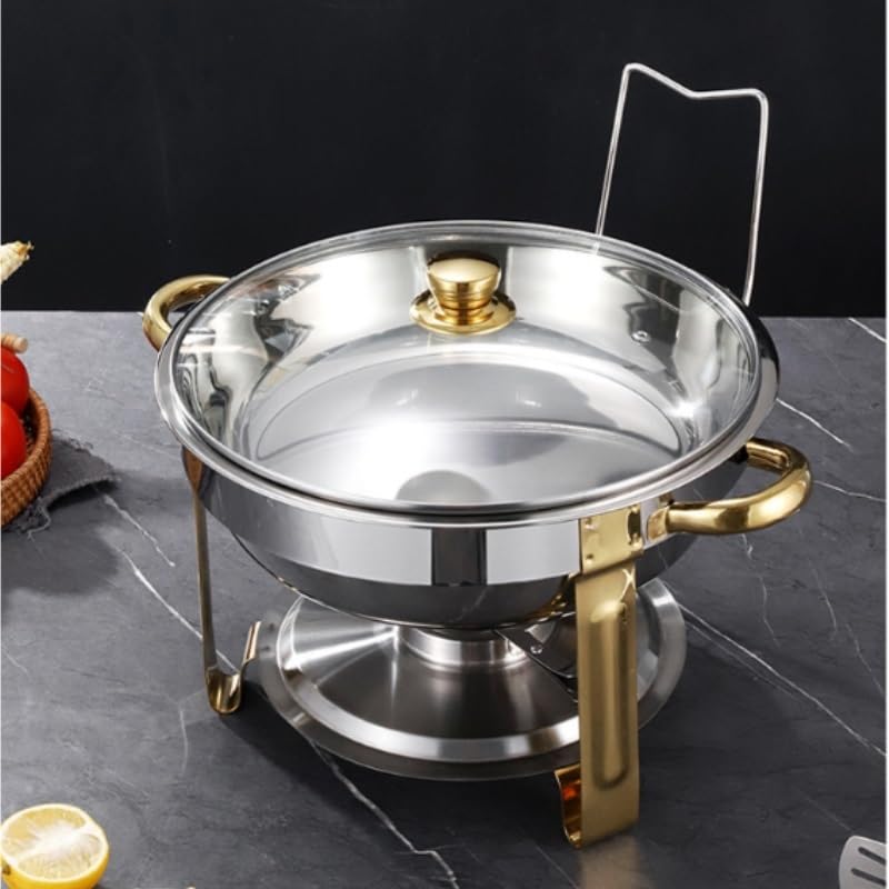 Scaldavivande in acciaio inox con coperchio, per buffet, catering ed eventi