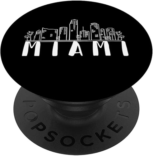Miami Florida USA Skyline Silhouette Outline Sketch PopSockets Swappable PopGrip