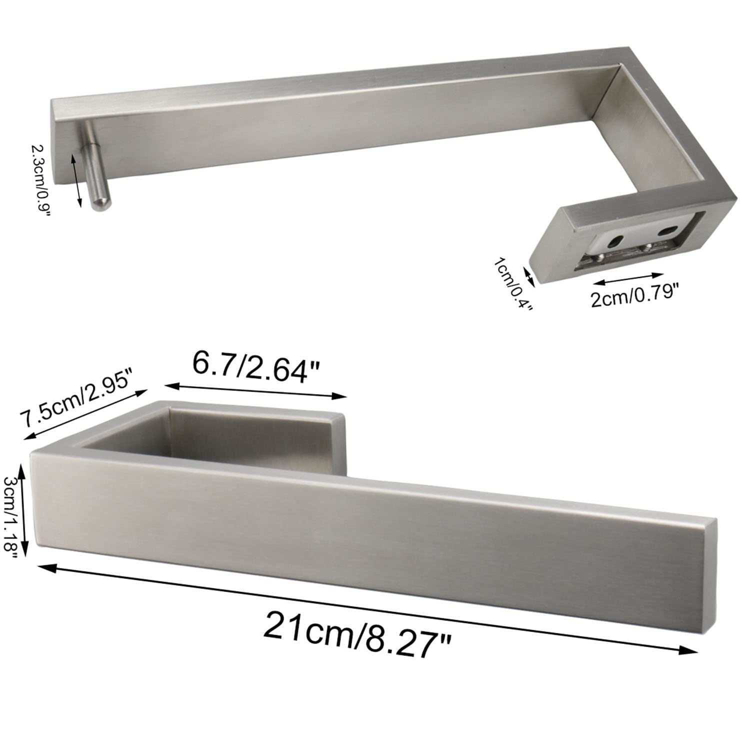 TocTen Soporte para toallas de mano/anillo para toalla – Gancho grueso de acero inoxidable SUS304, toallero de pared resistente de 9 pulgadas, barra cuadrada para toallas de baño (cepillo, 2 unidades