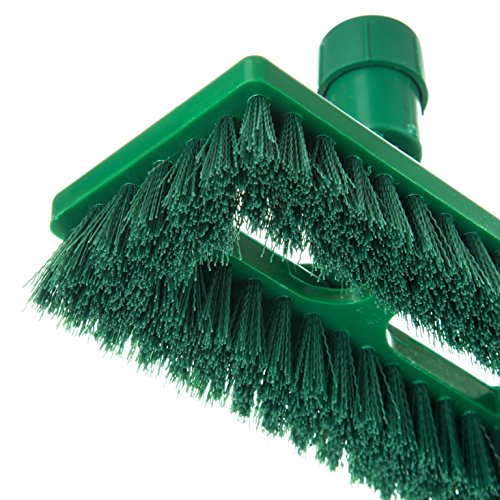 Image of SPARTA 363883103 Plastic Block Swivel Scrub Brush, Polyester Bristles, 1 inch Bristle Trim, 8 inch Length x 3-1 /2 inch Width, green /White