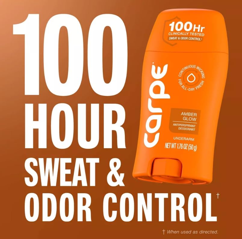 Carpe Women's 100HR Sweat & Odor Control Antiperspirant Deodorant - Amber Glow - 1.76oz: Paraben-Free, Vegan, Cream