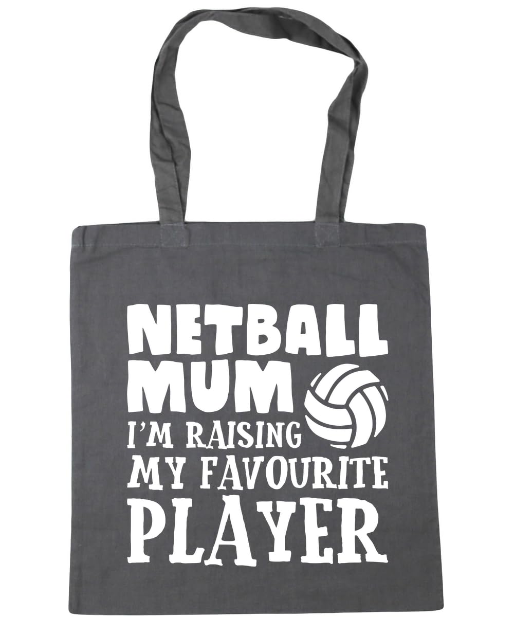 Hippowarehouse Netball Mum I'm Raising My Favourite Player Tote Shopping Gym Beach Bag 42cm x38cm, 10 litres