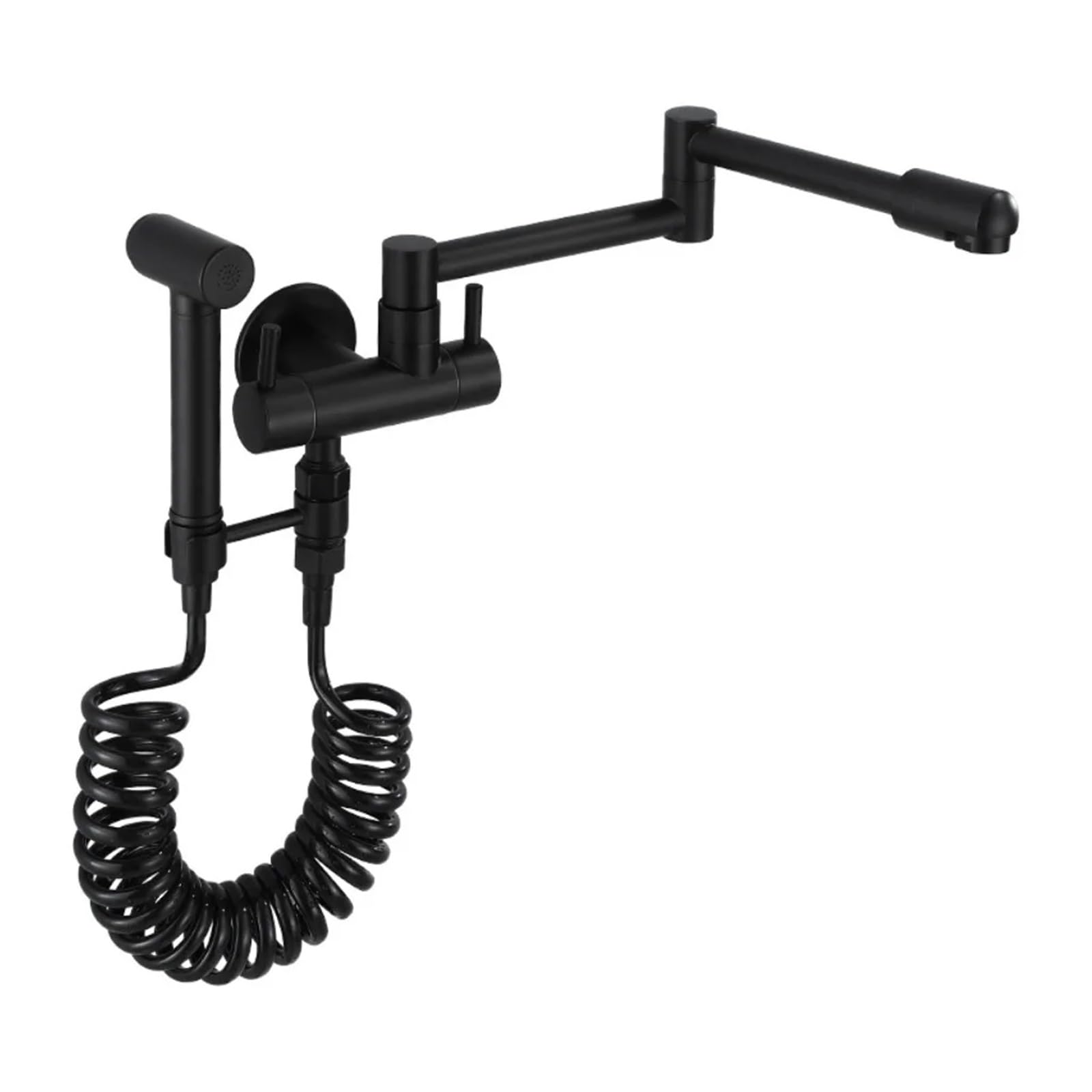 CZYWKDDPP Kitchen Tap, Water Taps Lengthen Wall Mount Single Cold Faucet, Laundry Pool Mop Balcony Pot Filter(Black tap with Bidet)