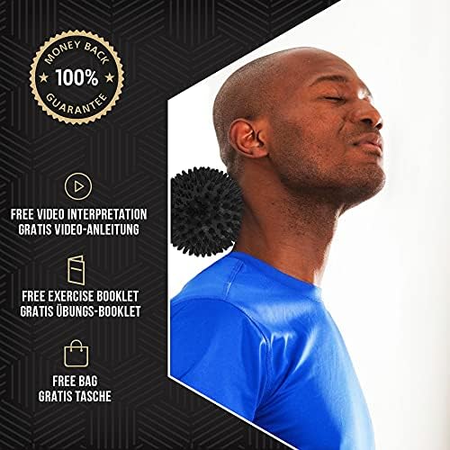 [Spikey Massage Ball Set] 2 x Spiky Ball - Spiky Massage Balls 9 CM - Spikey Ball Hard and Medium, Includes Free Video Instructions, Booklet & Bag  Premium Set
