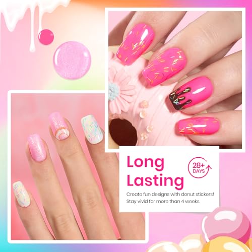 Image of Beetles Gel Nail Polish Set, Orange Yellow Pink Turquoise Green Glitter Soak Off UV LED Gel Polish Ice Cream Theme Summer Gifts for Women