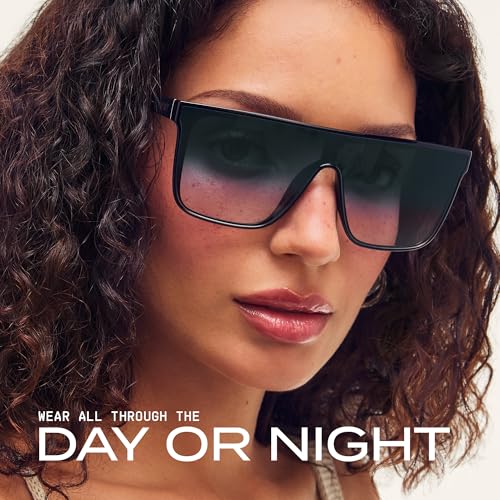 Image of QUAY Oversized Nightfall Medium Non-Polarized Shield Sunglasses for Men & Women, Unisex Shades with UV-Protected Lenses