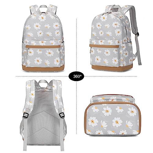 Joyfulife 2Pcs Daisy Backpack for Girls Backpack with Lunch Box Lightweight Water Resistant Kindergarten Preschool Elementary Primary School Bags Kids Teens Bookbags Set — view 5
