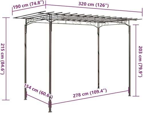 vidaXL Rose Arch Garden Arbor Steel Garden Decoration - 3