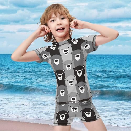 Monochrome Bear Polar BearChildren's Swimsuits Boys Two Piece Suit8-10Y（130cm）3