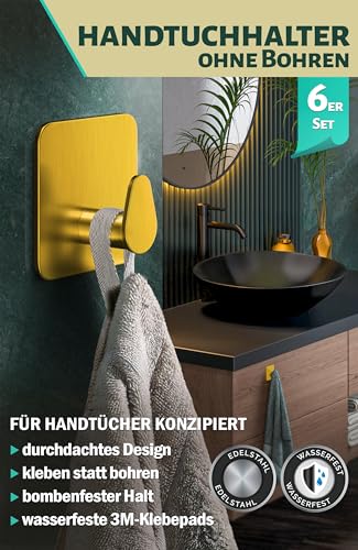 Menz Handtuchhalter ohne Bohren aus Edelstahl, 6 Stück, Golden – Ansicht 2