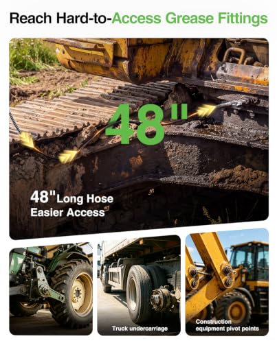 Image of 48-Inch Grease Gun Replacement Hose for M-12, M-18, 12000 PSI High-Pressure