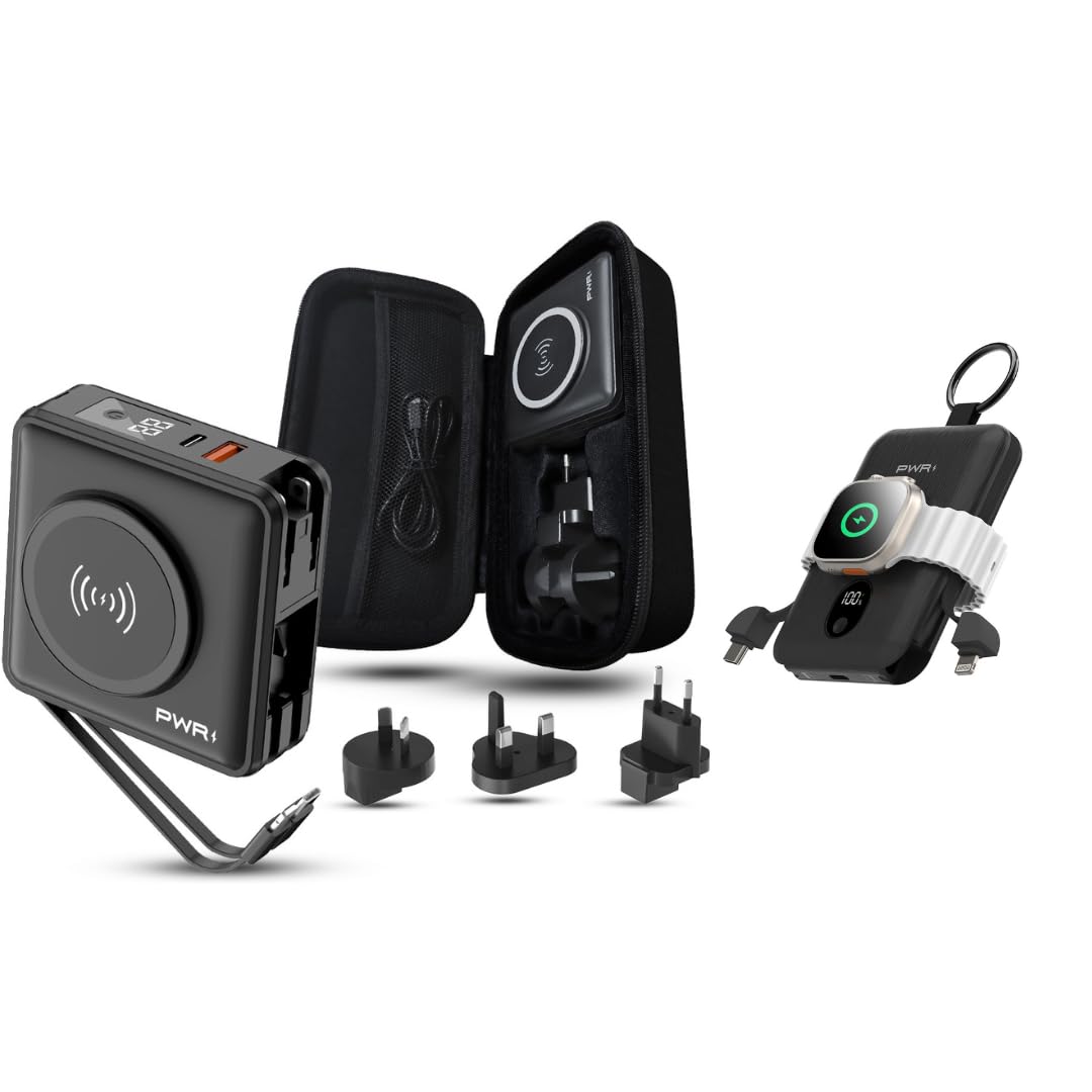 PWR Travel PRO 5 in 1 Power Bank Versa 4 in 1 Apple Watch Portable Charger