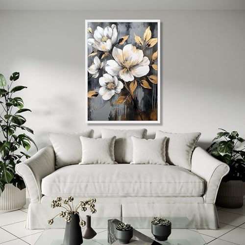 Tableau de fleurs de magnolia blanc pour illuminer un mur sombre