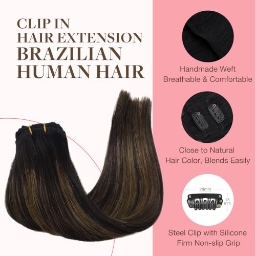 Image of GOO GOO Clip in Hair Extensions Real Human Hair Balayage Remy Extensions