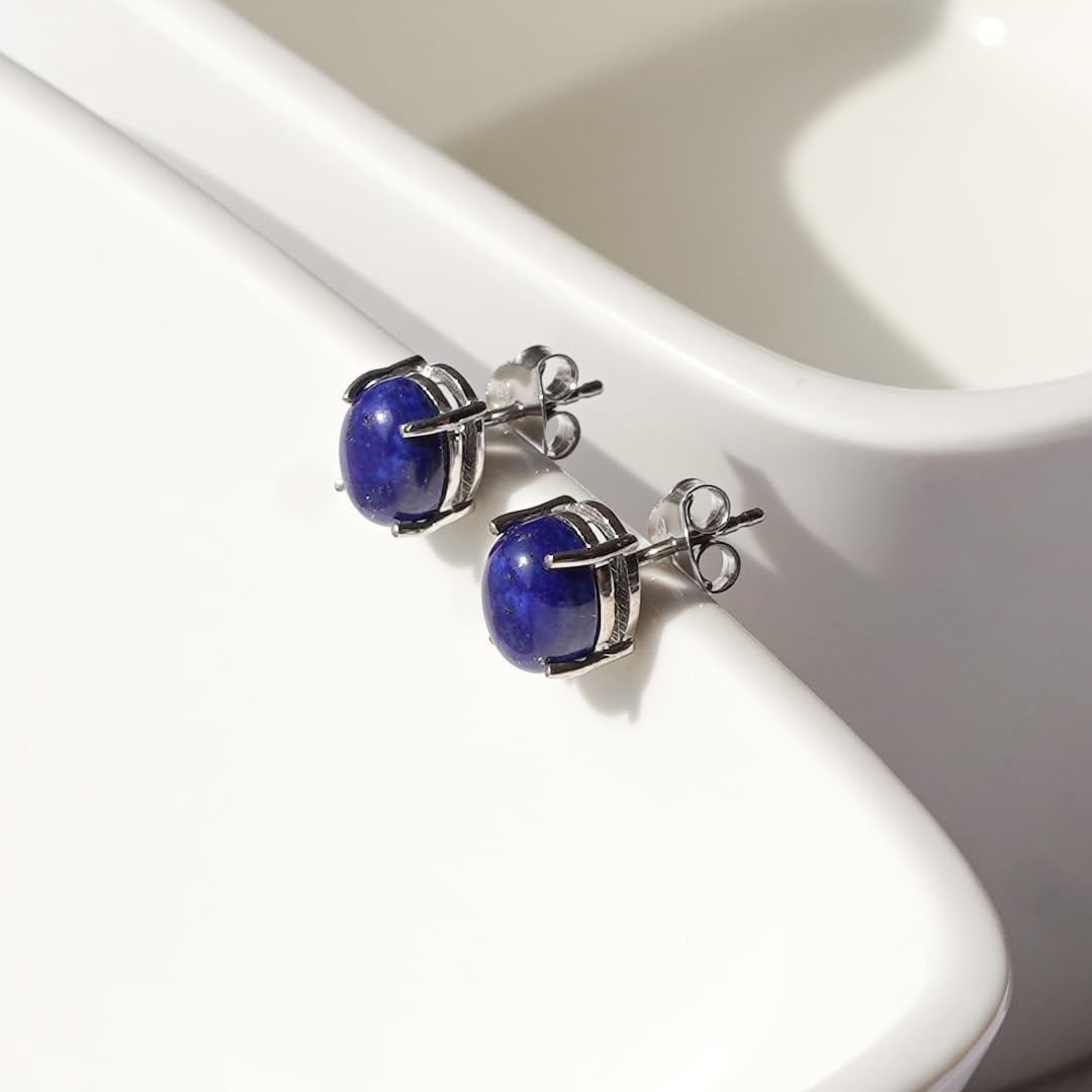 naturales múlti Piedras preciosas 7x9 mm Ovalado Plata de ley 925 Diseñador de moda Tachonar Aretes para mujeres Hombres Pendientes de botón hechos a mano Joyería de fiesta