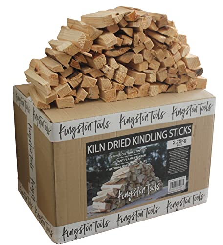 Kingston Tools Kiln Dried Kindling Wood Sticks – Premium Natural Firewood Instant Flame Starter – Perfect for Stoves, Pizza Ovens, Fireplaces, BBQ, Camping, Open Fires – 2.75kg Box