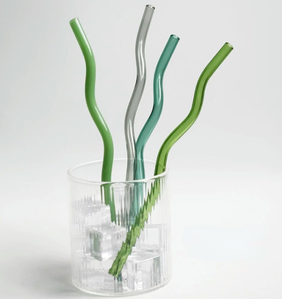 Floriddle Artistry Twist Glass Straws, Reusable Long Straw for Milk Tea