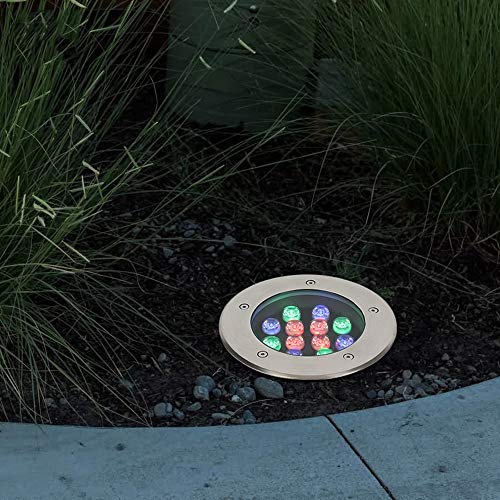 Spot LED encastrable extérieur rond étanche 36V 230V bleu décoration jardin - 7