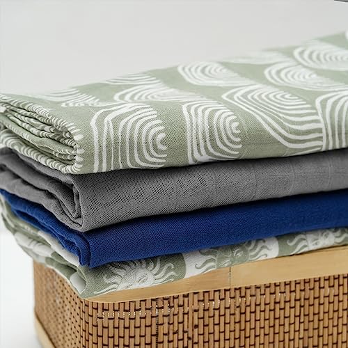 Image of Muslin Swaddle Blanket, 100% Viscose Made from Bamboo Muslin Swaddle Blankets for Boys and Girls, Baby Receiving Swaddles, Unisex Receiving Blanket Newborn Gifts (Rainbow)