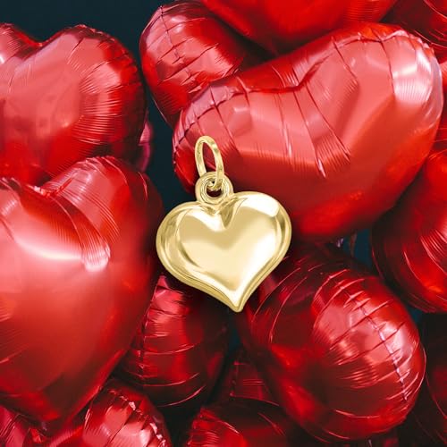 forme di Lucchetta - 14k Gold Puffed 3D Heart Pendant Charm, Authentic Italian Love Jewelry from Italy4