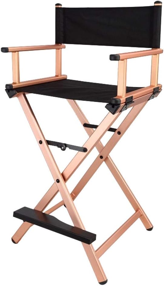 Makeup Artist Chair, Aluminium Lightweight Strong Folding Professional Makeup Artist Director Chair (Color : Gold)