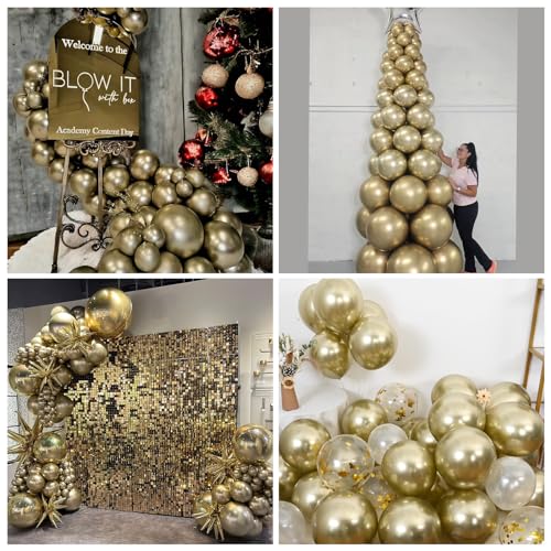 Image of Jobkoo 60 Pcs Light Gold Balloons 5Inch Metallic Gold Chrome Balloons Champagne Gold Party Balloons Small Golden Latex Helium Balloon for Birthday Valentines Day Anniversary Wedding Party Decorations