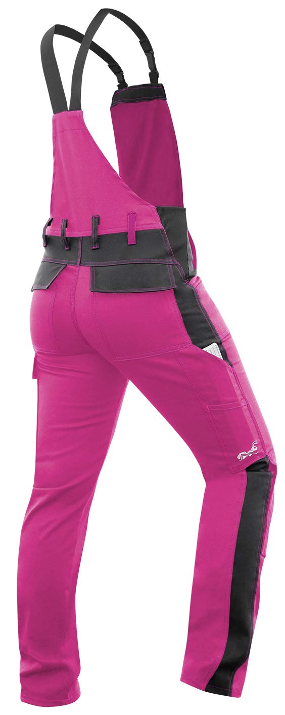 strongAnt Peto elástico de Trabajo para Mujer, pantalones de trabajo con bolsillos para rodillera - Negra Blanca Rosa