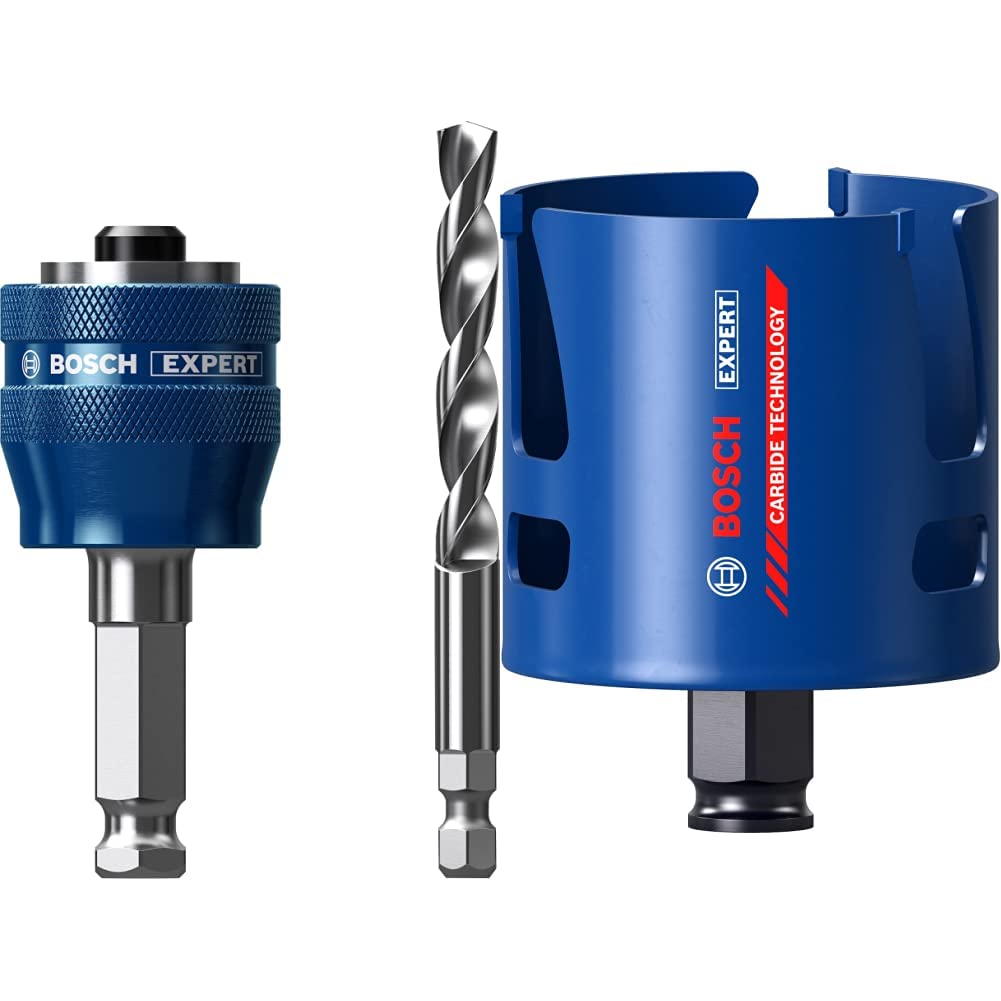 Bosch Professional 1x Adaptateur système de scie trépan Expert Power Change Plus (Ø 7,15 mm) + 1x Scie trépan Expert Construction Material (Bois résineux, Ø 67 mm, Accessoire Perceuse à Percussion)