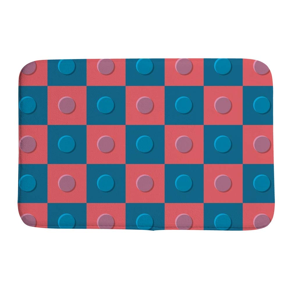 Tapis de bain antidérapant velours corail à damier grand pouvoir absorbant 50x80cm