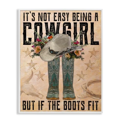 Cowgirl Country Phrase Floral, 11 x 14 Inch Framed Giclée Print
