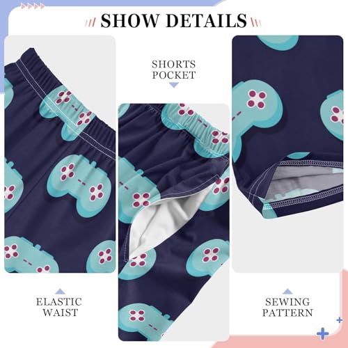 CaTaKu Boys Blue Gamepad Cute Pants for Boys Girls Wide Leg Sweatpants Kids Long Bottoms with Pockets Size 6-14Y4