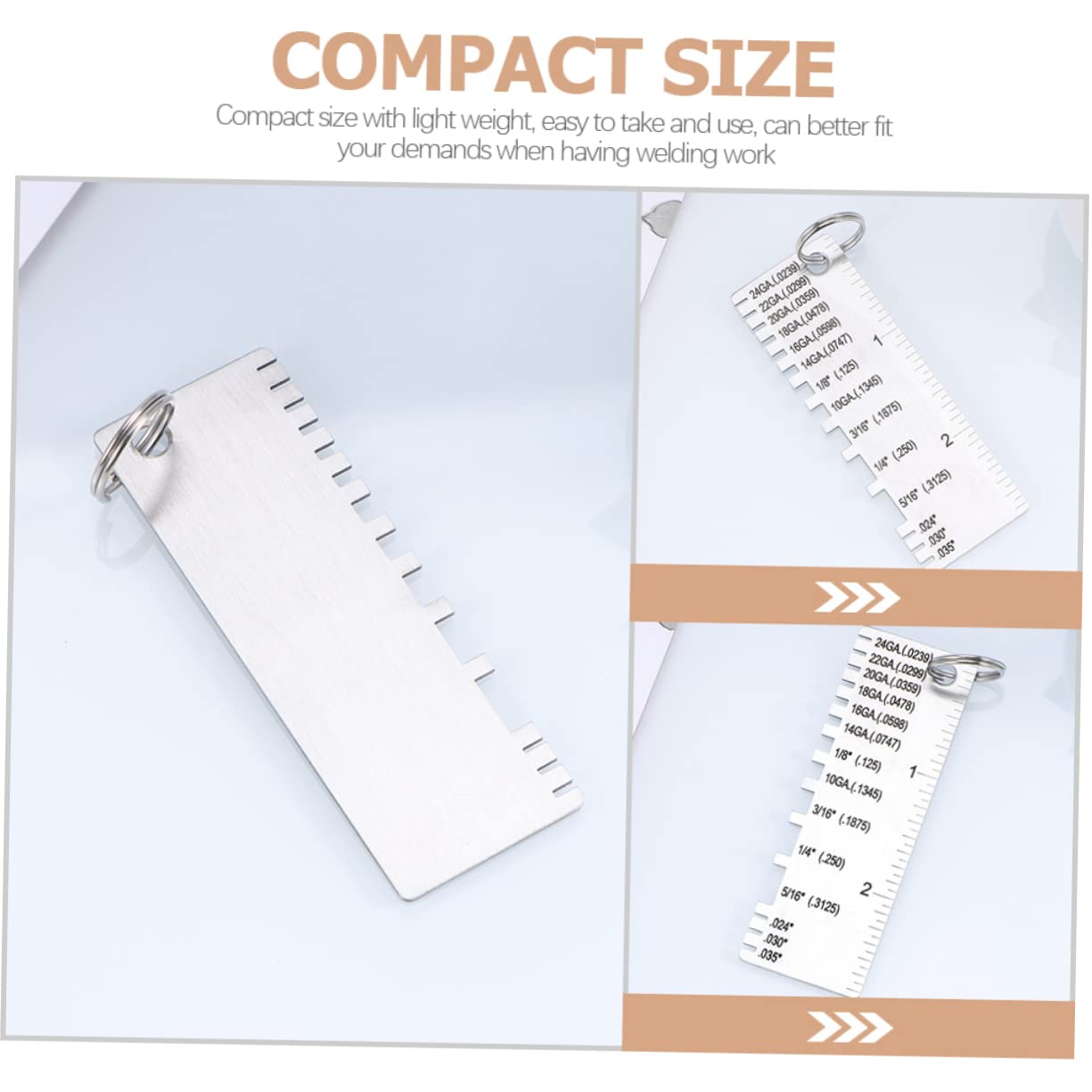 KICHOUSE 3pcs Gauge Welding Thickness Gauge Welding Supplies Wire Sizes Thickness Gauge Welding Tools Wire Gauge Measurement Tool Wire Gauge Measuring Stainless Steel Silver