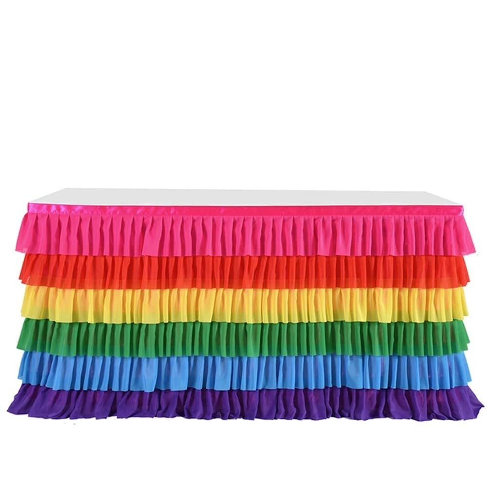 Jupe de table en tulle arc-en-ciel 4,27m pour fête et mariage