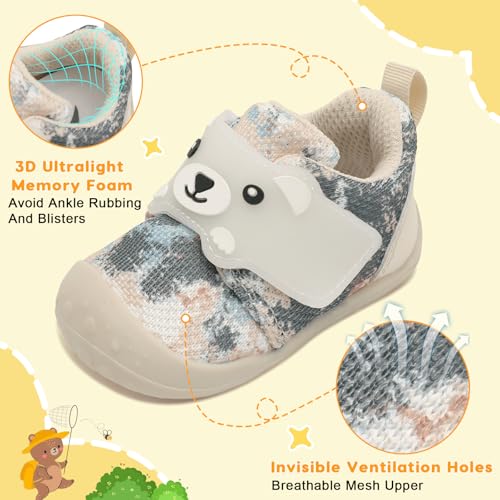 Image of FEETCITY Baby Walking Shoes Wide Baby Shoes Boys Girls Infant Sneakers Crib Shoes Breathable Toddler Barefoot Shoes Slip On Shoes