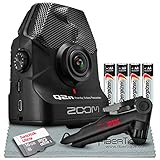 Photo Savings Zoom Q2n Handy Video Recorder Bundle with Tripod + 16 GB SD Card + AA Batteries + Fibertique Cleaning Cloth