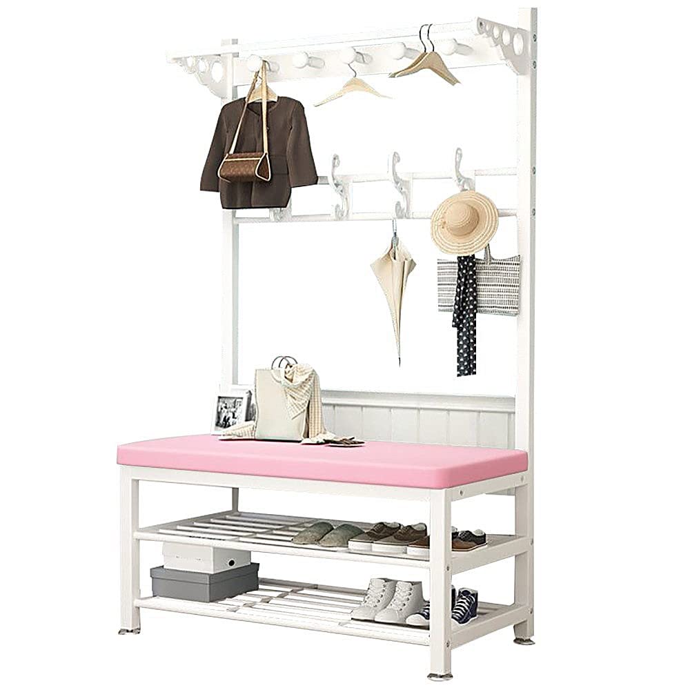 Garment Rail Exquisite Clothes Rail Rack 4-In-1 Coat Rack Clothing Garment Rack With Shoe Bench And Hooks Entryway