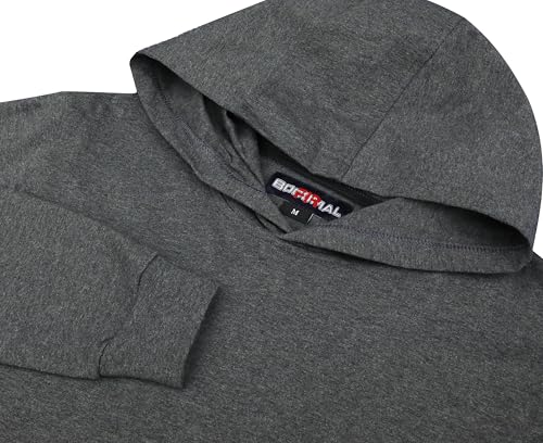 Image of BOCOMAL FR Hooded T Shirts Utility Pocket Fire Resistant Summer Hoodie CAT2 | 6oz Midweight Flame Retardant Cotton Hoodies,Kangaroo /Button Pocket,NFPA2112,Rib-Knit Cuffs,FRC Welding Arc Rated Work Shirt