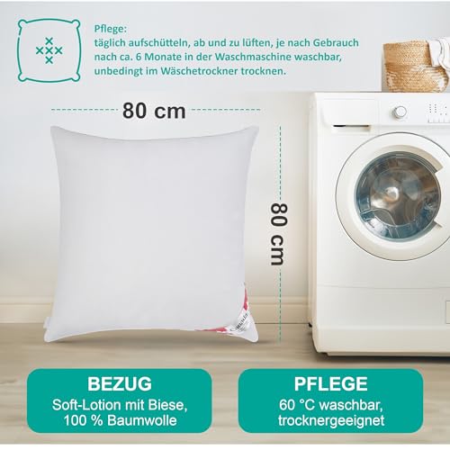 Bach's Betten Welt Canada Daunenkissen Kopfkissen Quattro 80x80 cm 1.150g Füllgewicht (XL fest 85/15 Federn Daune)
