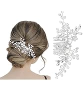 Makone Bridal Wedding Hair Combs Set Pearl and Crystal Wedding Hair Combs for Women and Girls, El...