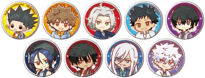 Home Teacher Hitman Reborn! 70 Retro Art Illustration Tin Badge Complete Set of 9 Pieces Box