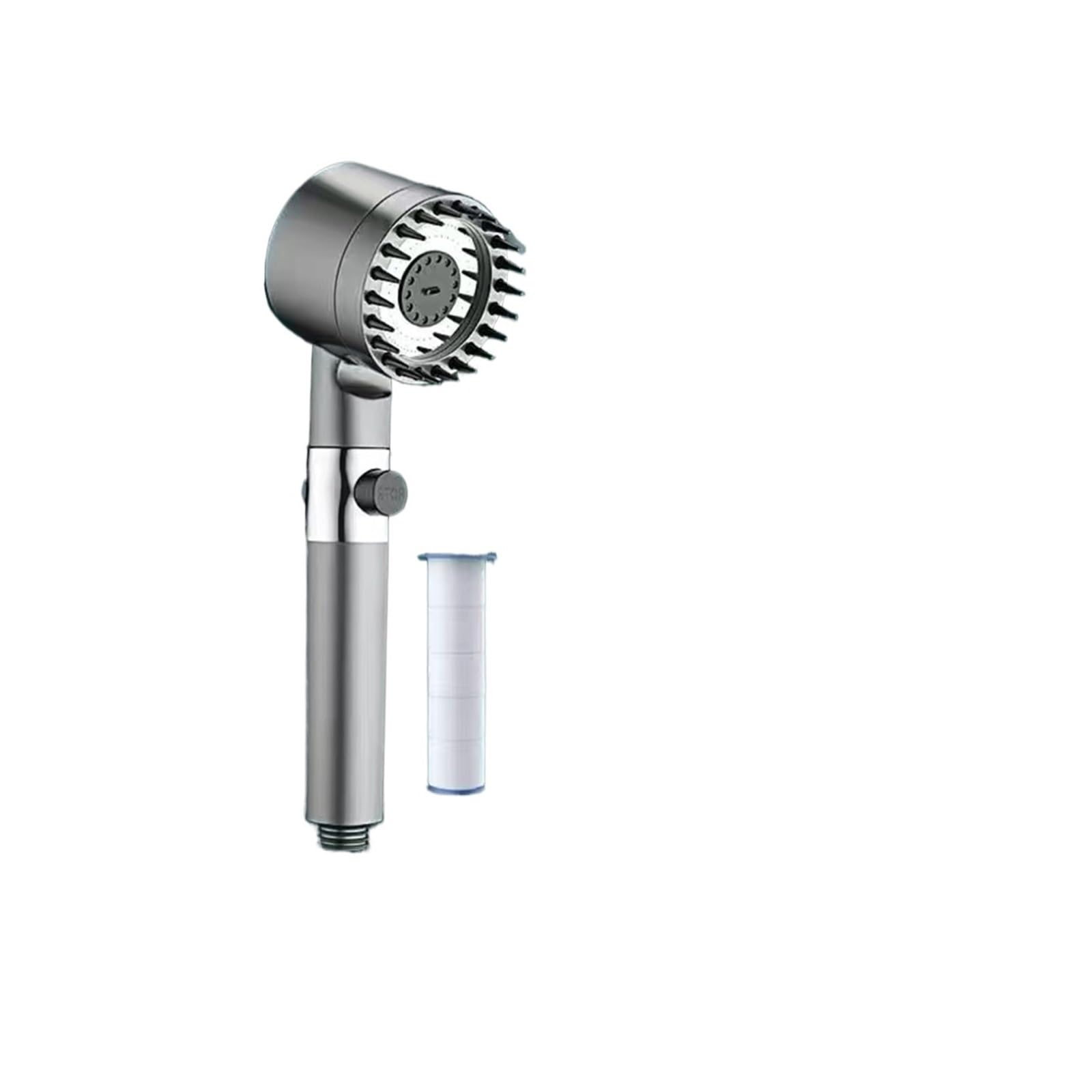 1PCS 3-Mode High Pressure Shower Head with Massage Brush(Grey Set)