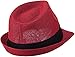 Ashen Fane Classic Pleated Hat Band Straw Fedora Unisex Hat, Red